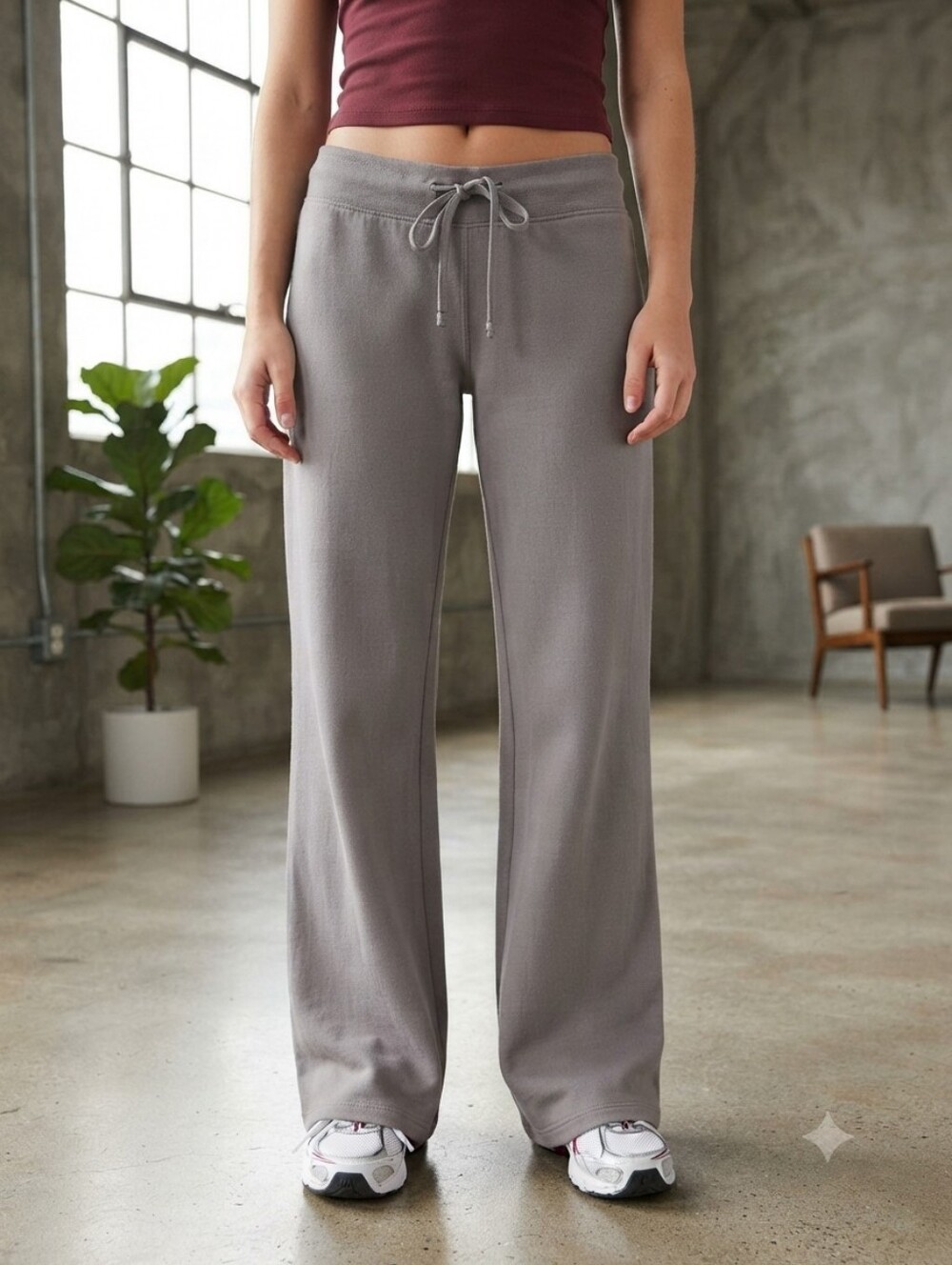 John Galt Hilary 1SZ Light Gray Low Rise WideLeg Baggy Sweatpants Y2K Balletcore